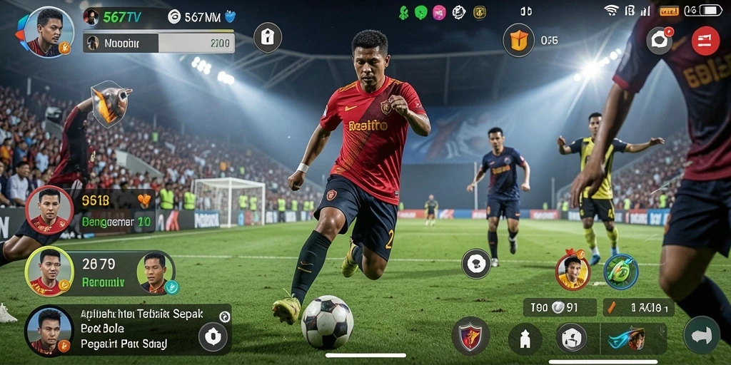 Tangkapan layar 567TV menampilkan momen seru dalam pertandingan sepak bola.