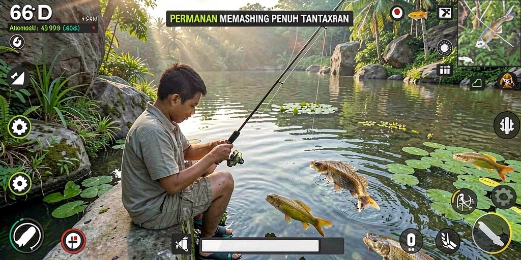 Tangkapan ikan yang menakjubkan dalam 66D dengan pemandangan indah.