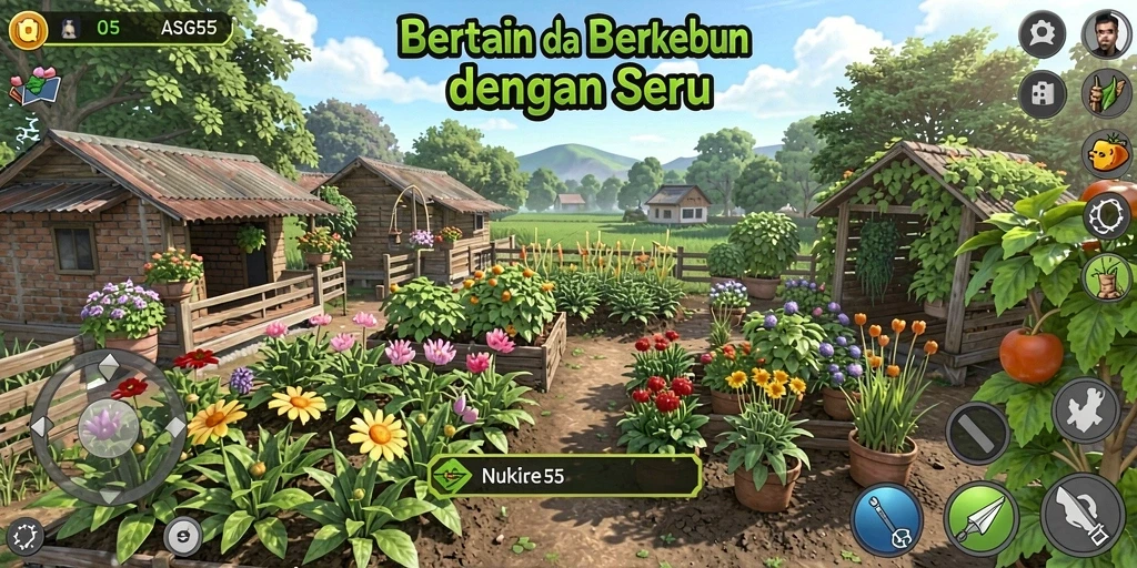 Tampilan gameplay seru di ASG55 saat bertani.