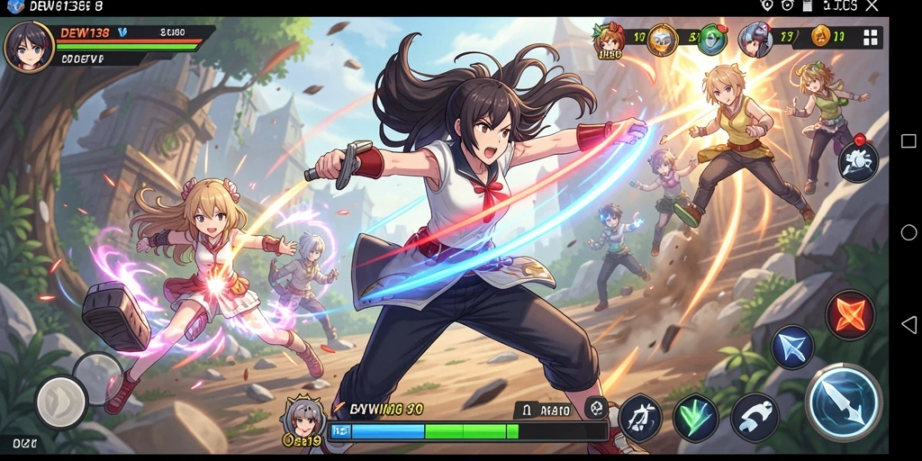 Screenshot gameplay DEWI138 yang menampilkan karakter Anime dalam aksi.