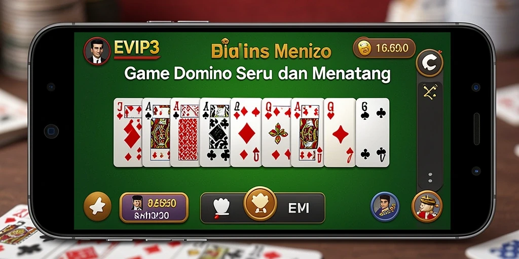 Gameplay seru Domino di EVIP3 dengan tampilan yang menarik.