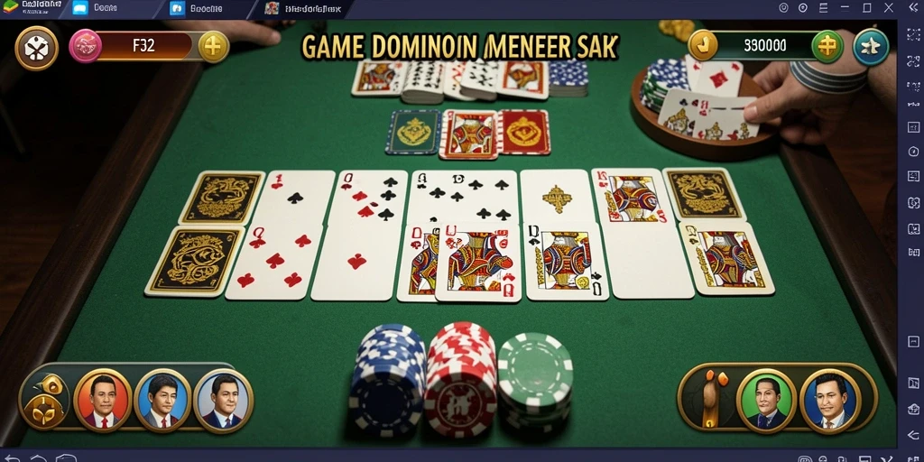 Tampilan gameplay utama F32 saat bermain Domino dengan teman.