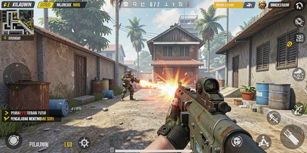 Screenshot KILAUWIN menampilkan action FPS yang sangat seru.