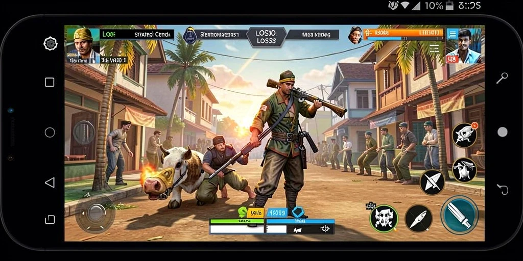 Tangkapan layar utama menunjukkan aksi intens dalam gameplay strategis yang mendebarkan.