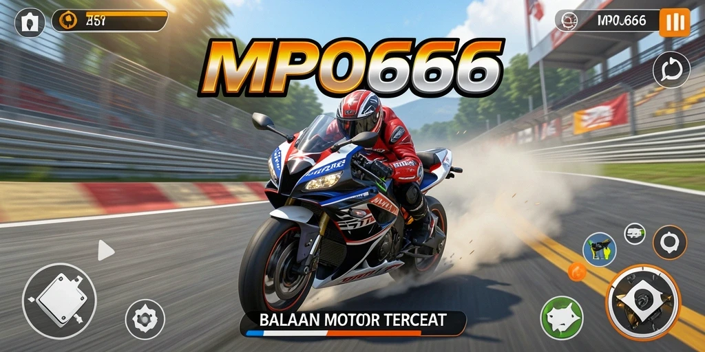Tampilan aksi mendebarkan dari gameplay MPO666 saat balapan motor.