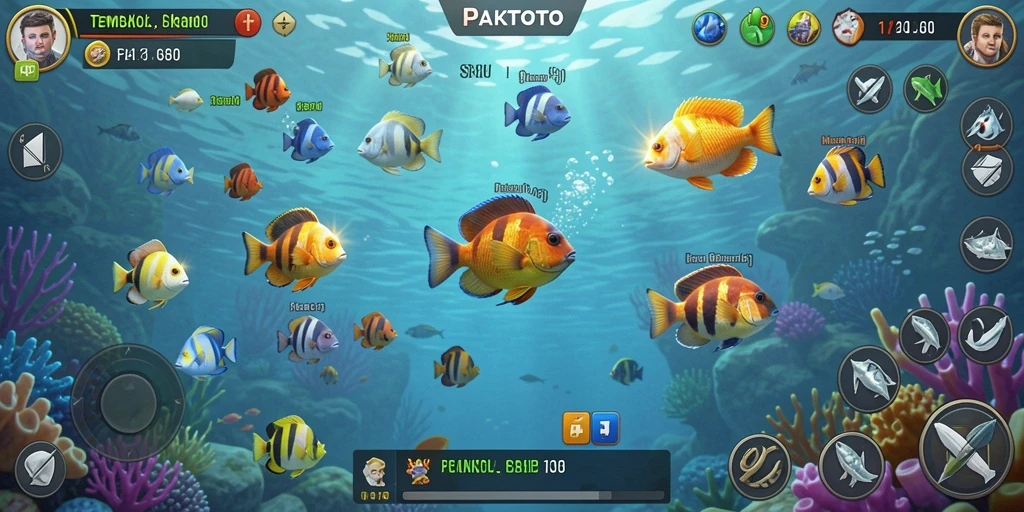 Tampilan gameplay PAKTOTO menampilkan aksi tembak ikan yang seru.