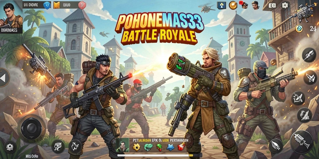Tampilan seru dari gameplay Battle Royale di POHONEMAS33.