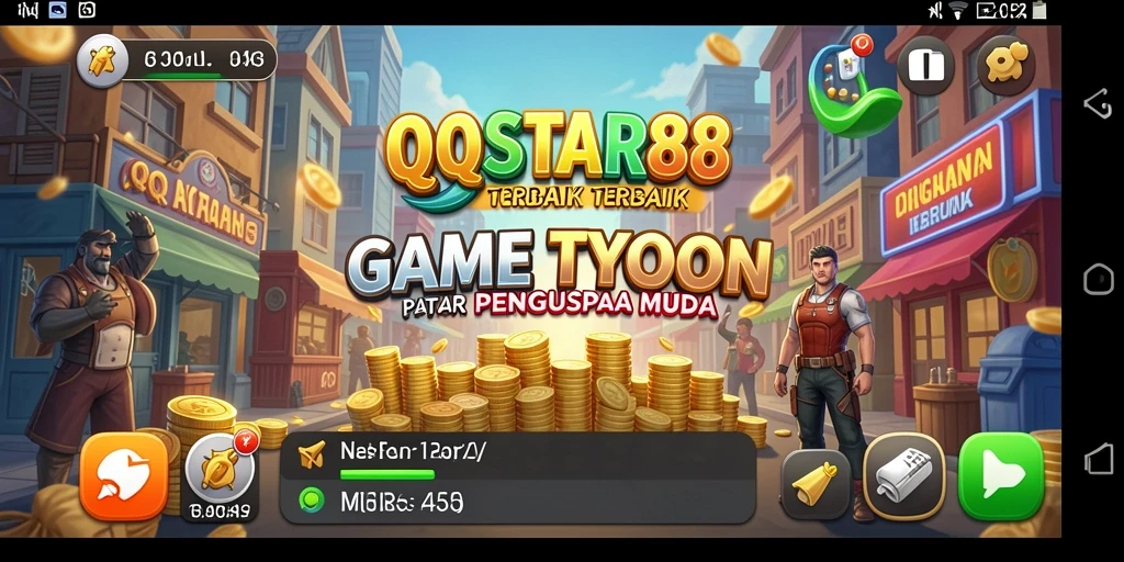 Screenshot gameplay QQSTAR88 menampilkan aksi manajemen yang seru dan strategis.