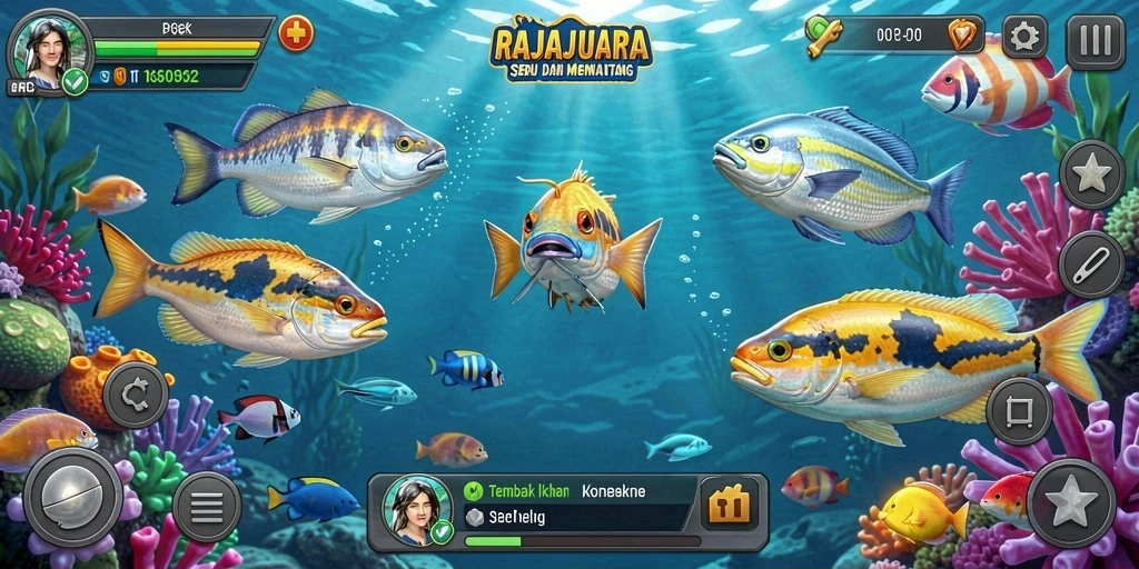 Tampilan gameplay seru dalam game Tembak Ikan RAJAJUARA.