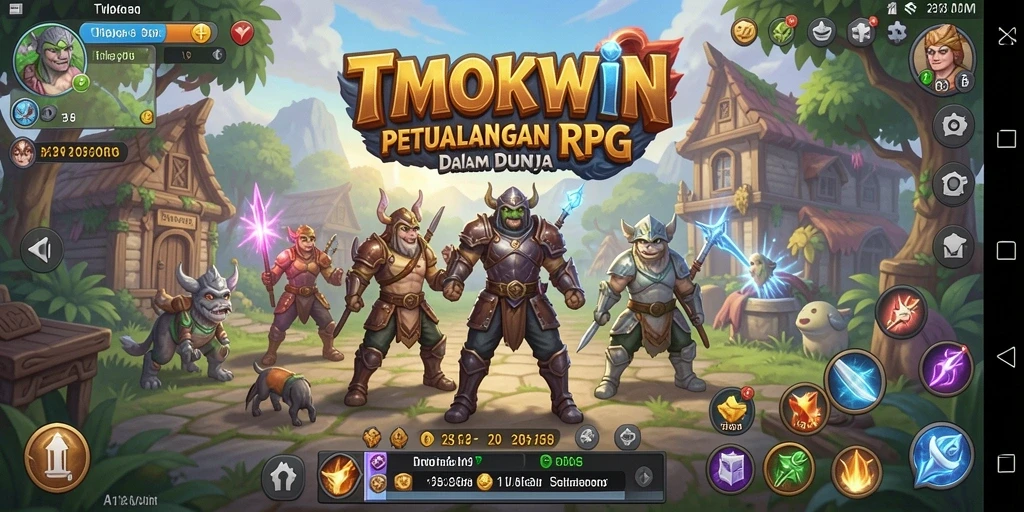 Tampilan gameplay TMOKWIN yang penuh aksi dan strategi RPG.