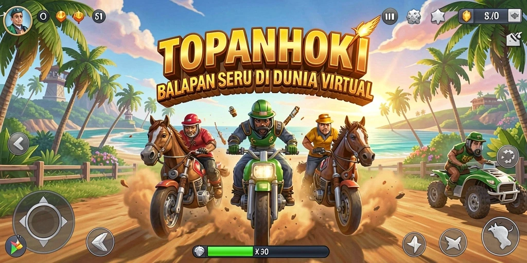Gameplay mendebarkan dalam balapan cepat di TOPANHOKI.