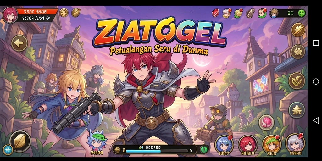 Tampilan gameplay ZIATOGEL yang penuh aksi dan karakter anime.